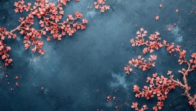 The primary subject of the image is a close-up of a red flower. The setting is a blue background, which creates a striking contrast with the red flower. The visual style is a photo, capturing the beauty of the flower in detail. The dominant colors are red and blue, creating a vibrant and lively atmosphere.
