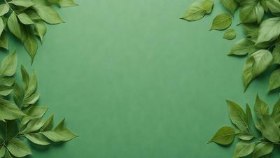 The primary subject of the image is a green background with a circle of green leaves. The leaves are arranged in a circular pattern, creating a visually appealing and harmonious design. The setting is a green surface, which serves as the background for the leaves. The visual style of the image is a combination of nature and art, as the leaves are carefully arranged to create a pattern on the green background. The colors and mood of the image are predominantly green, which gives it a calm and serene atmosphere.