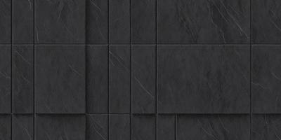 The primary subject of the image is a black tile wall. The setting is a black tile wall with a pattern of white lines. The visual style is a close-up of the black tile wall. The colors and mood of the image are predominantly black and white, giving it a clean and modern appearance.