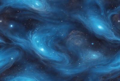 The primary subject of the image is a blue and white spiral pattern, which is the main object, scene, or focus of the image. The setting or background of the image is a night sky, with stars visible in the distance. The visual style of the image is a digital art or illustration, as it is a computer-generated or digitally created pattern. The dominant colors of the image are blue and white, creating a calm and serene atmosphere.
