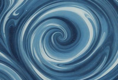 The primary subject of the image is a spiral pattern, which is the main object, scene, or focus of the image. The spiral pattern is set against a blue background, creating a visually striking contrast. The spiral pattern is depicted in a digital art style, giving it a modern and dynamic appearance. The overall atmosphere of the image is one of movement and energy, as the spiral pattern seems to be in constant motion.