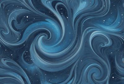 The primary subject of the image is a blue spiral pattern, which is the main object, scene, or focus of the image. The setting or background features a blue and white sky, which adds to the overall atmosphere of the image. The visual style of the image is a combination of digital art and illustration, creating a unique and captivating visual experience. The dominant colors in the image are blue and white, which contribute to the overall mood and aesthetic of the artwork.