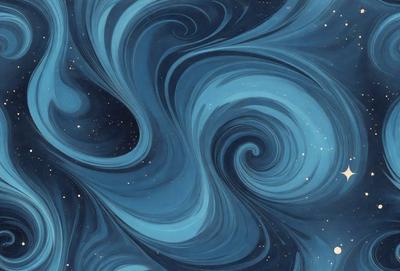The primary subject of the image is a blue spiral pattern, which is the main object, scene, or focus of the image. The setting or background features a blue sky, and the visual style is a digital art or illustration. The dominant colors in the image are blue and white, creating a calm and serene atmosphere.