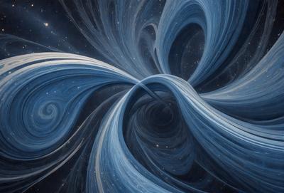 The primary subject of the image is a blue spiral, which appears to be a part of a larger, more complex design. The setting is a dark, starry sky, which serves as the backdrop for the spiral. The visual style of the image is a combination of digital art and illustration, creating a unique and intricate pattern. The dominant colors in the image are blue and black, giving the spiral a sense of depth and mystery.