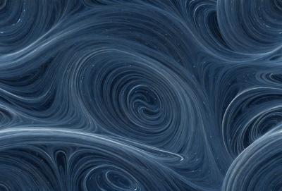 The primary subject of the image is a blue and white swirling pattern, which appears to be a digital art or illustration. The setting is a dark blue background, creating a contrasting and dramatic effect. The visual style is a combination of digital art and illustration, giving the image a unique and artistic appearance. The colors and mood of the image are predominantly dark and moody, with the swirling pattern and blue background creating a sense of depth and intrigue.