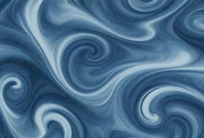 The primary subject of the image is a blue and white swirling pattern, which appears to be a digital art or illustration. The setting is a blue background, and the visual style suggests that it is a digital creation. The dominant colors are blue and white, creating a calm and soothing atmosphere.