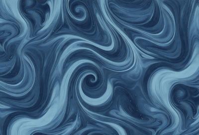 The primary subject of the image is a blue and white swirling pattern, which appears to be a digital art or illustration. The setting is a blue background, and the visual style is a combination of digital art and illustration. The dominant colors are blue and white, creating a calm and soothing atmosphere.