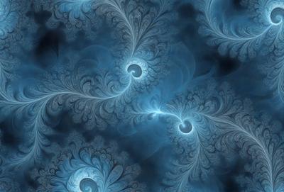 The primary subject of the image is a blue and white swirling pattern, which appears to be a digital art or illustration. The setting is a dark blue background, creating a contrasting and dramatic effect. The visual style is a combination of digital art and illustration, with a focus on the swirling pattern. The colors and mood of the image are predominantly dark blue and white, giving it a moody and artistic atmosphere.