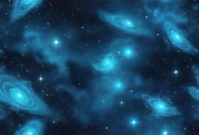 The primary subject of the image is a blue starry sky filled with stars. The setting is a nighttime sky, and the visual style is a digital art or illustration. The colors and mood of the image are predominantly blue, creating a serene and peaceful atmosphere.