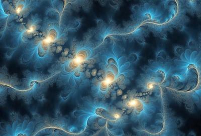 The primary subject of the image is a blue and white swirling pattern, which appears to be a digital art or illustration. The setting is a dark blue background, creating a contrasting effect with the swirling pattern. The visual style suggests that the image is a creative and artistic representation, possibly inspired by the natural world or abstract concepts. The colors and mood of the image are predominantly dark and moody, with the blue and white swirls adding a sense of depth and intrigue to the overall composition.