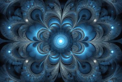 The primary subject of the image is a blue and white flower, which is the main object, scene, or focus of the image. The setting or background features a blue and white pattern, which adds to the overall visual style of the image. The colors and mood of the image are predominantly blue and white, creating a calm and serene atmosphere.