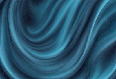 The primary subject of the image is a blue, swirling, and flowing pattern, which appears to be a digital art or illustration. The setting is a dark, star-filled sky, creating a contrasting backdrop for the vibrant blue pattern. The visual style suggests a creative and artistic approach to the image, with the blue pattern as the main focus. The colors and mood convey a sense of depth and movement, as the blue pattern swirls and flows across the dark sky.