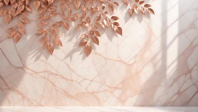 The primary subject of the image is a wall with a marble texture. The setting is a bathroom, and the visual style is a photo. The dominant colors are beige and brown, creating a warm and natural atmosphere.