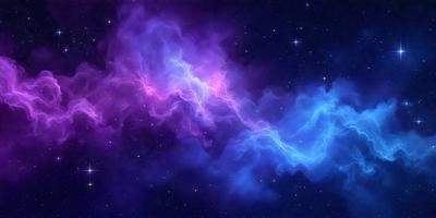 The primary subject of the image is a purple and blue nebula, which is a cloud of gas and dust in space. The setting is a dark, starry sky, with the nebula as the main focus. The visual style is a digital art or illustration, creating a vibrant and colorful scene. The dominant colors are purple and blue, giving the image a serene and celestial atmosphere.