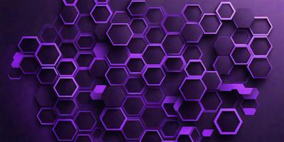 The primary subject of the image is a purple honeycomb pattern. The setting is a purple background, which creates a visually striking contrast with the honeycomb pattern. The visual style is a combination of a photo and digital art, as the honeycomb pattern is created using a digital art technique. The colors and mood of the image are predominantly purple, giving it a calm and soothing atmosphere.