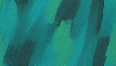 The primary subject of the image is a painting or drawing of a green and blue color scheme. The setting is a blue background, and the visual style appears to be a combination of digital art and illustration. The colors and mood of the image are predominantly green and blue, creating a calm and serene atmosphere.