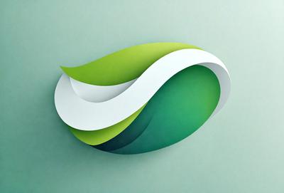 The primary subject of the image is a green and white design, which appears to be a stylized representation of a leaf. The setting is a green background, which complements the colors of the design. The visual style is a combination of digital art and illustration, creating a unique and eye-catching image. The dominant colors are green and white, giving the design a fresh and lively appearance.