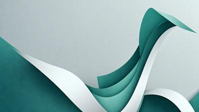 The primary subject of the image is a large, curved, and colorful piece of paper. The paper is green and white, and it appears to be a creative and artistic representation of a wave. The setting is a white background, which provides a clean and minimalist appearance to the paper artwork. The visual style is a combination of digital art and illustration, as the paper is skillfully manipulated to create the wave-like shape. The colors and mood of the image are vibrant and energetic,