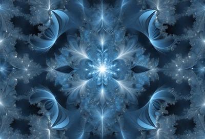 The primary subject of the image is a blue and white swirling pattern, which appears to be a digital art or illustration. The setting is a dark blue background, creating a contrasting effect with the swirling pattern. The visual style suggests that the image is a creative and artistic representation, possibly inspired by nature or abstract concepts. The dominant colors are blue and white, giving the image a calming and serene atmosphere.