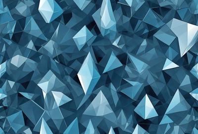 The primary subject of the image is a blue geometric pattern, which is the main focus of the image. The setting is a blue background, and the visual style is a digital art or illustration. The dominant colors are blue and white, creating a calm and soothing atmosphere.