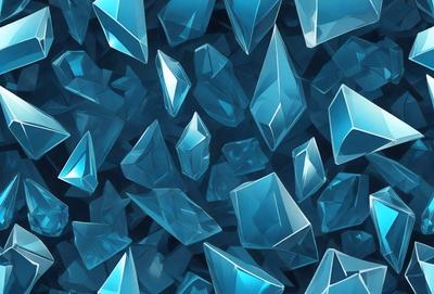 The primary subject of the image is a large number of blue crystals or ice crystals, which are arranged in a visually appealing pattern. The setting is a blue background, which complements the blue color of the crystals. The visual style of the image is a digital art or illustration, as the crystals are depicted in a detailed and intricate manner. The dominant colors in the image are blue, which creates a cool and calming atmosphere.