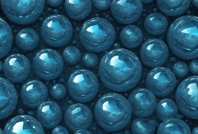 The primary subject of the image is a large number of blue bubbles, which are floating in a blue background. The visual style of the image is digital art, as it appears to be a computer-generated or digitally manipulated scene. The colors and mood of the image are predominantly blue, creating a calm and serene atmosphere.