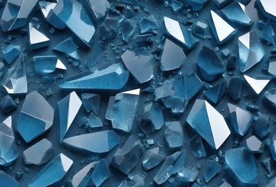 The primary subject of the image is a blue glass surface, which appears to be a blue glass wall or a blue glass floor. The setting is a room with a blue color scheme, which creates a calm and serene atmosphere. The visual style of the image is a close-up of the blue glass, showcasing its unique texture and reflective properties. The colors and mood of the image are predominantly blue, giving it a cool and soothing appearance.