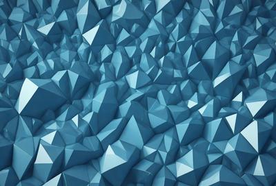The primary subject of the image is a blue, geometric pattern. The setting is a blue background, and the visual style appears to be a digital art or illustration. The dominant colors are blue and white, creating a calm and soothing atmosphere.