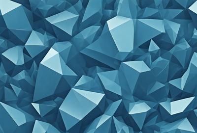 The primary subject of the image is a blue geometric pattern, which is the main focus of the image. The setting is a blue background, and the visual style is a digital art or illustration. The dominant colors are blue and white, creating a calm and soothing atmosphere.