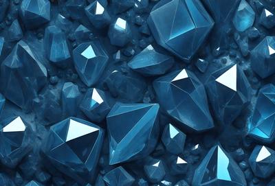 The primary subject of the image is a large number of blue crystals, which are the main objects in the scene. The setting is a blue background, which creates a visually appealing contrast with the crystals. The visual style of the image is digital art, as it is a detailed and intricate representation of the crystals. The dominant colors in the image are blue and white, giving it a calm and serene atmosphere.