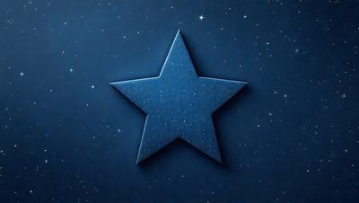 The primary subject of the image is a blue star. The setting is a dark blue background, which creates a contrasting effect with the star. The visual style is a digital art or illustration, as the star is depicted in a detailed and intricate manner. The colors and mood of the image are predominantly dark and moody, with the blue star being the main focal point.