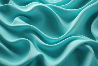 The primary subject of the image is a blue, rippled fabric that appears to be a piece of cloth or a wallpaper design. The setting is a blue background, which complements the blue fabric. The visual style is a close-up of the fabric, showcasing its intricate design and texture. The colors and mood of the image are predominantly blue, creating a calm and serene atmosphere.