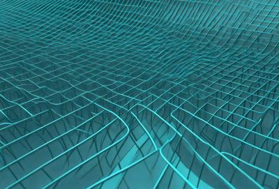 The primary subject of the image is a blue mesh pattern, which is the main object, scene, or focus of the image. The setting or background consists of a blue surface, which adds to the overall atmosphere. The visual style of the image is a combination of photo and digital art, creating a unique and intricate pattern. The dominant colors in the image are blue, which gives the image a calm and soothing mood.