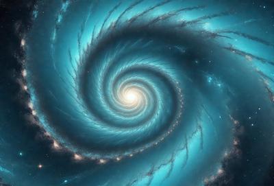 The primary subject of the image is a spiral galaxy, which is a swirling mass of stars and gas. The spiral galaxy is set against a backdrop of space, with a blue hue to the image. The visual style of the image is digital art, as it is a detailed and intricate representation of the galaxy. The colors and mood of the image are predominantly blue, which is associated with calmness and tranquility.