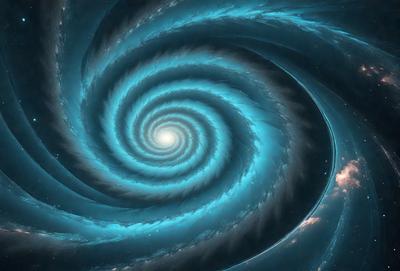 The primary subject of the image is a spiral pattern, which is the main object, scene, or focus of the image. The spiral pattern is set against a blue background, giving it a vibrant and lively appearance. The visual style of the image is digital art, as it is a computer-generated representation of the spiral pattern. The dominant colors in the image are blue and white, creating a sense of depth and movement.