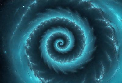 The primary subject of the image is a spiral pattern, which is the main object, scene, or focus of the image. The spiral pattern is set against a blue background, creating a visually striking contrast. The spiral pattern is depicted in a digital art style, giving it a modern and unique appearance. The overall atmosphere of the image is one of intrigue and beauty, as the spiral pattern is the main visual element in the scene.