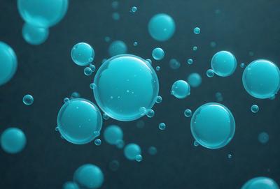 The primary subject of the image is a group of blue bubbles floating in a dark blue background. The setting appears to be a night sky, with the bubbles floating in the air. The visual style of the image is a digital art or illustration, as the bubbles are depicted in a detailed and artistic manner. The dominant colors in the image are blue, creating a calm and serene atmosphere.