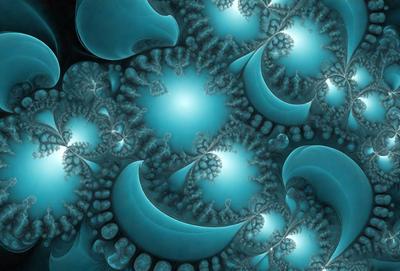 The primary subject of the image is a blue and white swirling pattern, which appears to be a digital art or illustration. The setting is a blue background, and the visual style is a combination of digital art and illustration. The colors and mood of the image are predominantly blue and white, creating a sense of calmness and tranquility.