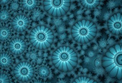 The primary subject of the image is a blue and white patterned background featuring a series of blue and white flowers. The setting is a blue and white patterned background, which gives the image a vibrant and lively appearance. The visual style is a combination of digital art and illustration, creating a unique and eye-catching design. The colors and mood of the image are predominantly blue and white, giving it a fresh and clean look.