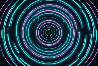 The primary subject of the image is a purple and blue circle with a pattern of lines. The setting is a dark background, and the visual style appears to be a digital art or illustration. The colors and mood of the image are predominantly purple and blue, creating a calm and serene atmosphere.