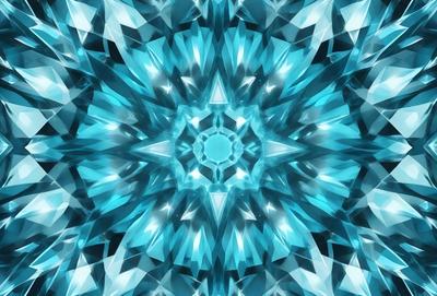 The primary subject of the image is a blue and white star pattern. The setting is a blue background, and the visual style appears to be a digital art or illustration. The dominant colors are blue and white, creating a calm and serene atmosphere.