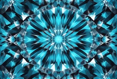 The primary subject of the image is a blue, circular pattern with a central point. The setting is a blue background, and the visual style appears to be a digital art or illustration. The dominant colors are blue and white, creating a calm and serene atmosphere.