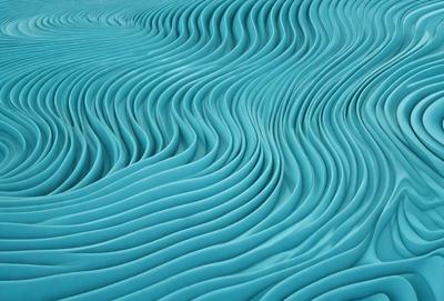 The primary subject of the image is a blue and white wave pattern, which is the main object, scene, or focus of the image. The setting or background features a blue and white surface, which adds to the overall visual style. The colors and mood of the image are predominantly blue and white, creating a calm and serene atmosphere.