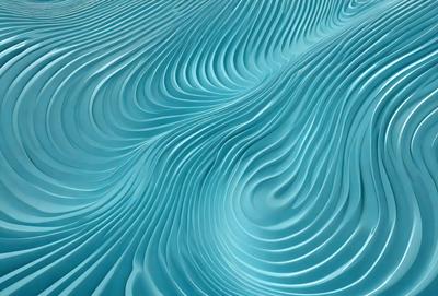 The primary subject of the image is a blue, wavy surface that resembles a wave or a ripple. The setting is a blue ocean, and the visual style is a digital art or illustration. The dominant colors are blue and white, creating a calm and serene atmosphere.
