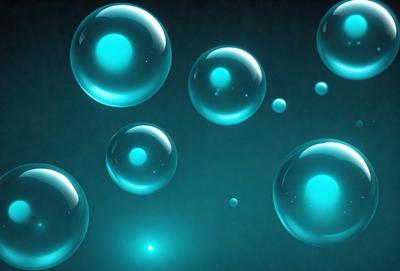 The primary subject of the image is a group of blue bubbles floating in a dark blue background. The setting appears to be a nighttime scene, with the bubbles being the main focus of the image. The visual style is a digital art or illustration, as the bubbles are depicted in a detailed and realistic manner. The colors and mood of the image are predominantly dark and moody, with the blue bubbles contrasting against the black background.