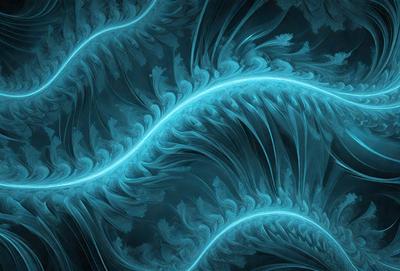 The primary subject of the image is a blue and white flowery pattern. The setting is a blue background, which creates a striking contrast with the flowery pattern. The visual style is a digital art or illustration, as the flowery pattern appears to be a digital creation. The dominant colors are blue and white, giving the image a calm and serene atmosphere.