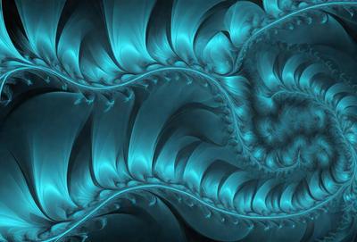 The primary subject of the image is a blue, swirling, and flowing pattern, which appears to be a digital art or illustration. The setting is a blue background, and the visual style is a combination of digital art and illustration. The colors and mood of the image are predominantly blue, creating a serene and calming atmosphere.