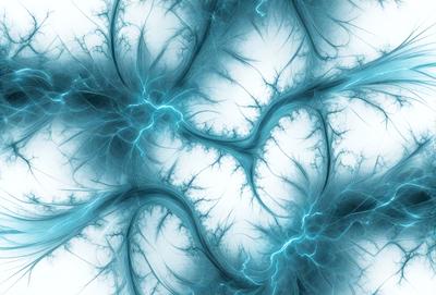 The primary subject of the image is a blue and white lightning bolt, which is the main object, scene, or focus of the image. The setting or background features a blue and white sky, which adds to the overall atmosphere of the image. The visual style of the image is digital art, as it is a digital illustration of a lightning bolt. The colors and mood of the image are predominantly blue and white, creating a sense of calmness and tranquility.