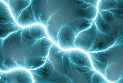 The primary subject of the image is a blue lightning bolt, which is the main object, scene, or focus of the image. The setting or background features a blue sky, which adds to the overall atmosphere of the image. The visual style of the image is digital art, as it is a digital representation of a lightning bolt. The dominant colors in the image are blue and white, creating a calm and serene mood.