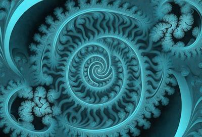 The primary subject of the image is a blue spiral pattern, which appears to be a digital art or illustration. The setting is a dark blue background, which contrasts with the spiral pattern. The visual style suggests that the image is a creative and artistic representation of a spiral. The colors and mood of the image are predominantly dark and moody, with the blue spiral pattern being the main focal point.